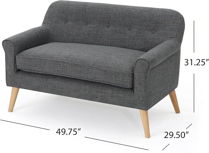 GDFStudio Mid Century Modern Fabric Loveseat - Image 2