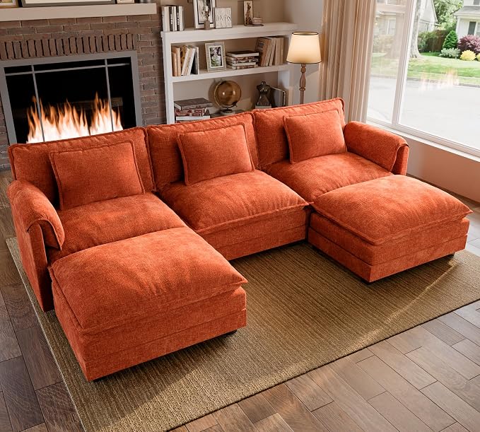 ELUCHANG Oversized 116" Modular Sectional Sofa, Comfy Cloud Couch, U Shaped by ELUCHANG