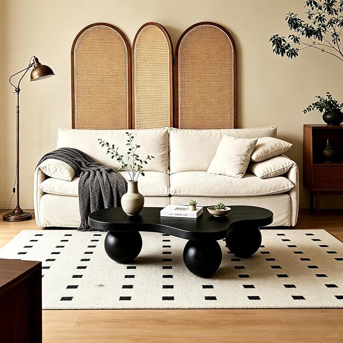 46" Cloud Coffee Table with 3 Ball Legs, Modern Irregular Center Table - Image 8