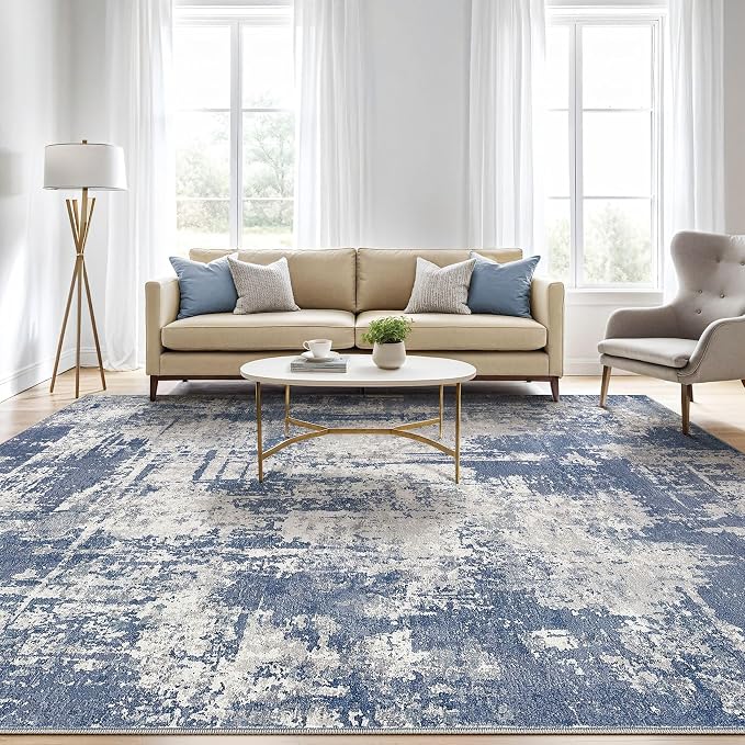 LOONGRUG Area Rug 5x7 Washable Neutral Modern Living Room Rugs Navy Gray | - Image 5