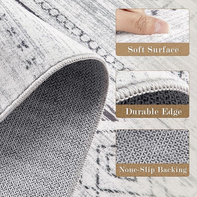 cotiled Hallway 3x10 Runner Rugs Washable Boho Rug Dark Grey | Solve Modern - Image 6