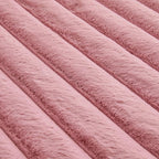 Dusty Rose Rabbit Striped Plush Rug 2'x6', Fluffy Faux Fur Shaggy Area Rug - Image 6