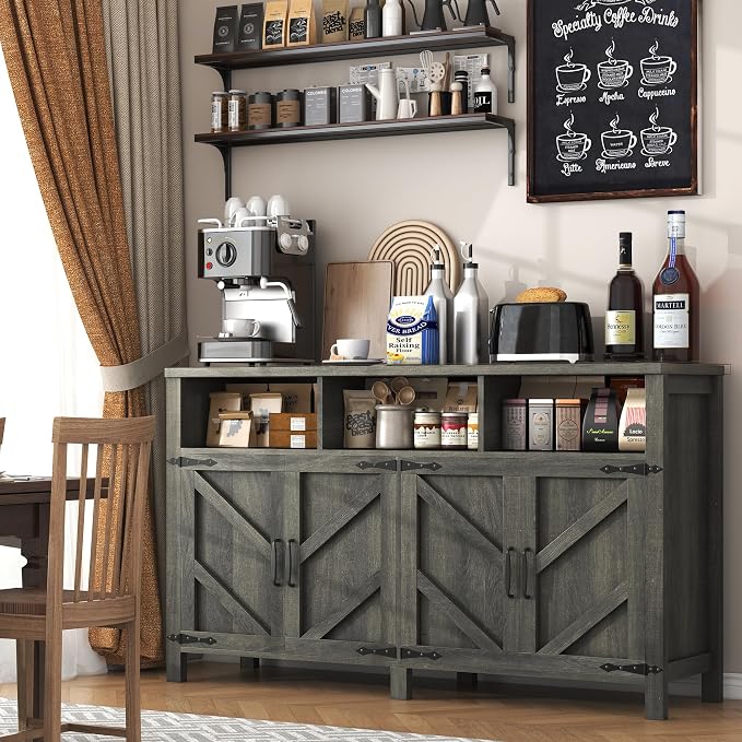 knoworld Buffet Sideboard with Storage Farmhouse with 4 Doors, Dining Room - Image 5