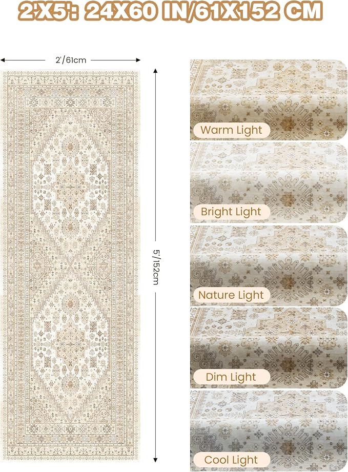 2x5 Rug Runner Non-Slip Washable Rugs - Image 2