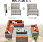 ovios 12 Pieces Patio Furniture Set, Outdoor Wicker Sectional Sofa - Image 9