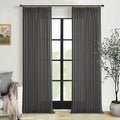 Dark Grey Pinch Pleat Linen Light Filtering Privacy Curtains 108 Inch Long | by Twodrapes