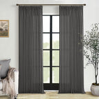 Grey Pinch Pleated Linen Light Filtering Sheer Curtains 86 Inches Length | Grey by Twodrapes