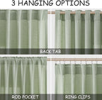 Mist Sage Linen Curtains 84 Inch Length 2 Panels Set - Image 2