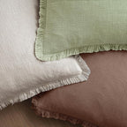 MIULEE Linen Fringe Decorative Fall Euro Pillow Covers Dark Coffee 22x22 | Set - Image 4
