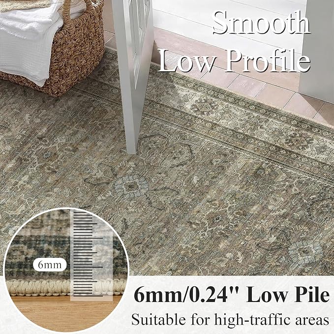 Schweek 6x9 Area Rug Brown Grey Non-Slip Washable Rugs - Image 4