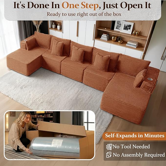 168" Cloud Sectional Couch, Comfort U Shaped Sofa - Image 3
