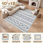 cotiled Boho 10x12 Area Rug for Living Room: Large Moroccan Washable Rug | - Image 7