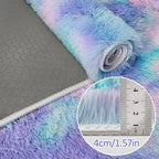 Super Soft Fluffy Living Room Area Rug 3x10 ft Purple Rainbow Tie-Dyed Shaggy - Image 5