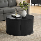 LINSY HOME Round Coffee Table, 31.5" Drum Coffee Table - Image 4