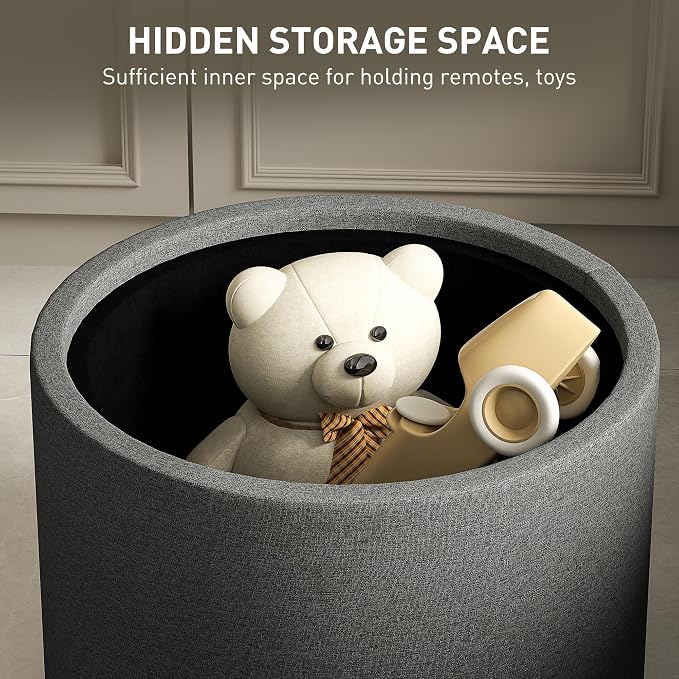 HOMCOM Round Storage Ottoman - Image 5