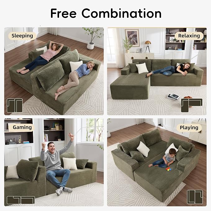 108" Boneless Couch, L-Shaped Modular Sectional Sofa - Image 5