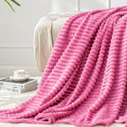 BEDELITE Ribbed Jacquard Hot Pink Fleece Twin Blanket by BEDELITE