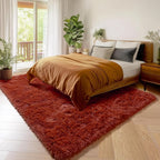 Amdrebio Terracotta Rust Shag Area Rug 5x8 - Image 3