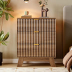 BORNOON Fluted 3 Drawer Dresser, 30.3" Tall Compact Modern Boho Chest of Drawers - Image 6