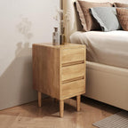 Nightstand with 3 Drawers Narrow Night Stand Solid Wood Bedside Table Mid by IUNVR