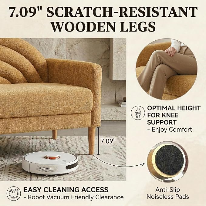 49" Small Loveseat Sofa for Small Spaces, Mid Century Modern Sofa, Linen - Image 7