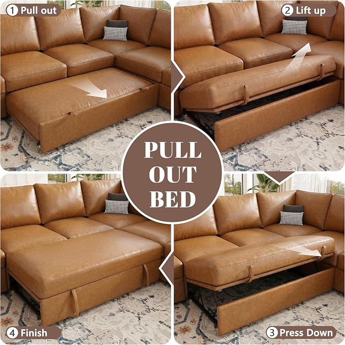 108 Inch Faux Leather Modular Sectional Sofa - Image 7
