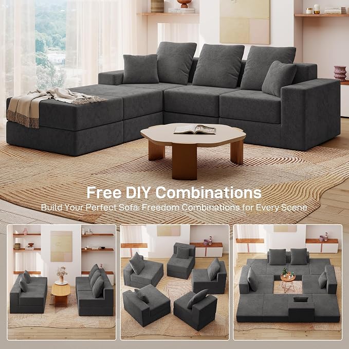 Living&Giving 101" U-Shaped Cloud Sectional Couch - Image 5
