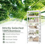 FOTOSOK 6-Tier Bamboo Shelf Set of 2, Bamboo Bookcase - Image 7