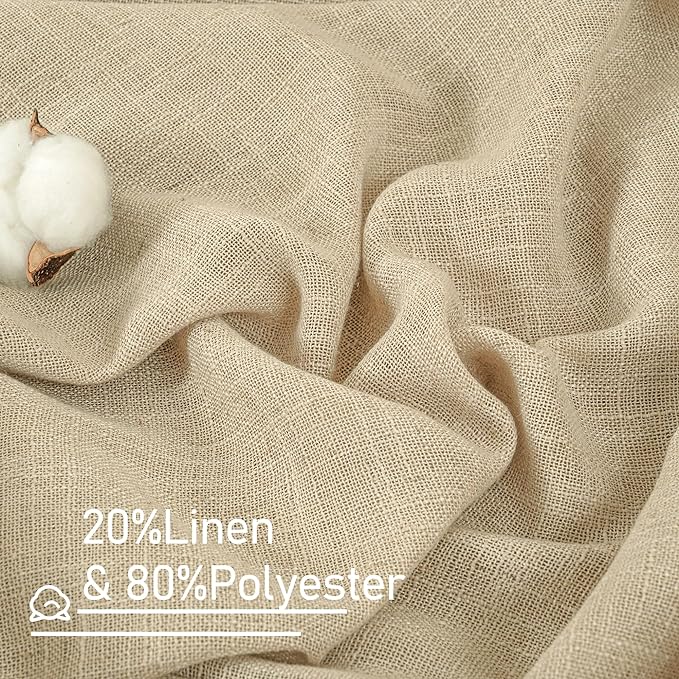 Semi Sheer Linen Curtains 48 Inch Length 2 Panels, 34 x 48 Inch | Light - Image 2