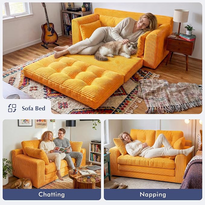 Homkdom Convertible Loveseat Sleeper, Space-Saving Folding Sofa Bed - Image 4