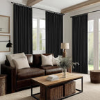 Black 100 Inch Pinch Pleated 100% Blackout Curtains - Image 8