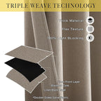 NICETOWN Vintage Faux Linen Weave Flax Thermal Curtains - Image 2