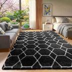 8x10 Area Rugs for Living Room, Fluffy Black and White Bedroom Modern Rug | - Image 5