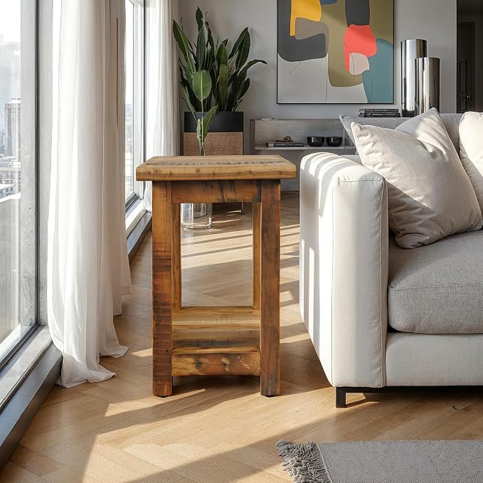 Jofran Reclaimed Acacia Wood Chairside End Table - Image 2