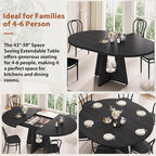 43''–59'' Extendable Dining Table, Round Kitchen Dining Room Dinner Table - Image 8