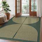 Lahome Rainbow Easy Jute Dark Green Rug, 5x7 Mid Century Modern Rug | Rugs - Image 2