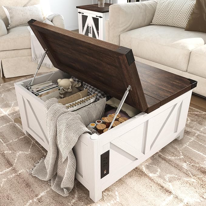 jimeimen Farmhouse Lift Top Coffee Table - Image 8