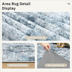 Soalmost Abstract Rug 8x10 Large Living Room Area Rugs Washable Blue/Grey | - Image 6