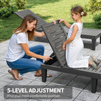 Outdoor Chaise Lounge Chairs Set of 4, 5-Position Adjustable Tanning Lounge - Image 4