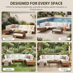VilroCaz 8-Piece Acacia Wood Outdoor Patio Sofa Set, Modular Sectional - Image 7