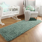 Sage Green Runner Rugs for Kids Bedroom Living Room Plush Fluffy Rug 2x6 Ft | - Image 9