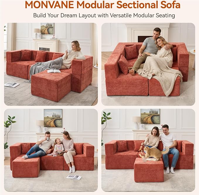 MONVANE 103'' Modular Sectional Sofa, Cloud Sectional Couch - Image 3