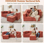 MONVANE 103'' Modular Sectional Sofa, Cloud Sectional Couch - Image 3