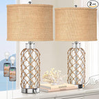 PARTPHONER Modern Coastal Table Lamp, 3-Way Dimmable Touch Control, 2 USB by PARTPHONER