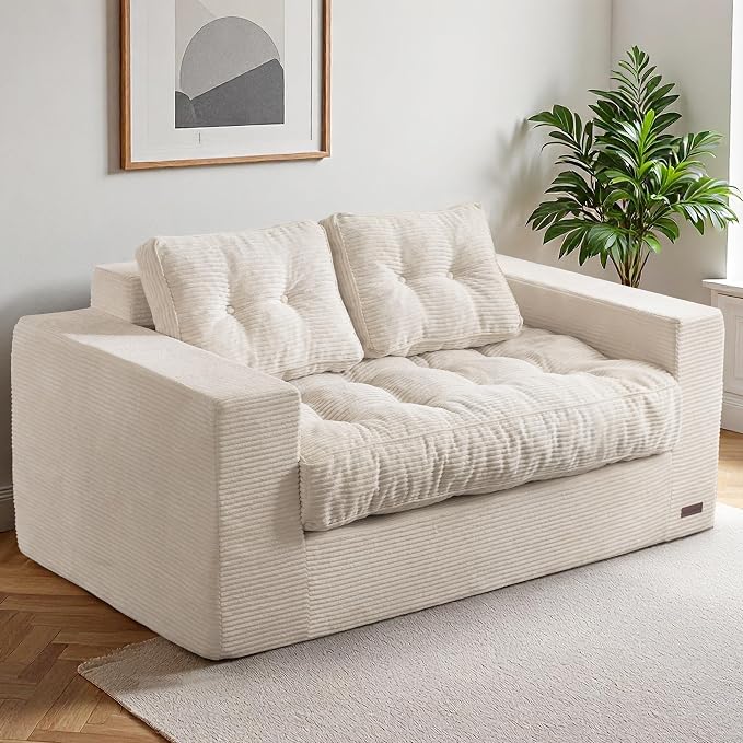MAXYOYO Loveseat Sofa Couch, Upholstered Bean Bag Chair Cloud 2-Seat by MAXYOYO