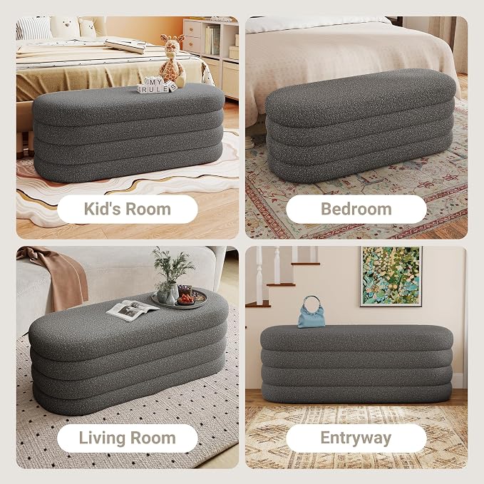 Busaurus Storage Ottoman Bench 49.2 Inch Upholstered Fabric Storage Bench - Image 7