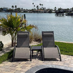 PURPLE LEAF Outdoor Chaise Lounge Chair Set of 3 Patio Pool Lounger Bronze - Image 3