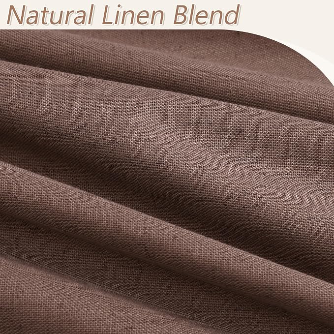 Cappuccino 100% Blackout Linen Curtains 84 Inch Length 2 Panels Set - Image 3