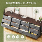 Huuger 70 Inch Dresser for Bedroom, TV Stand for 65, 80 Inch TV, 12 Drawer Long - Image 4