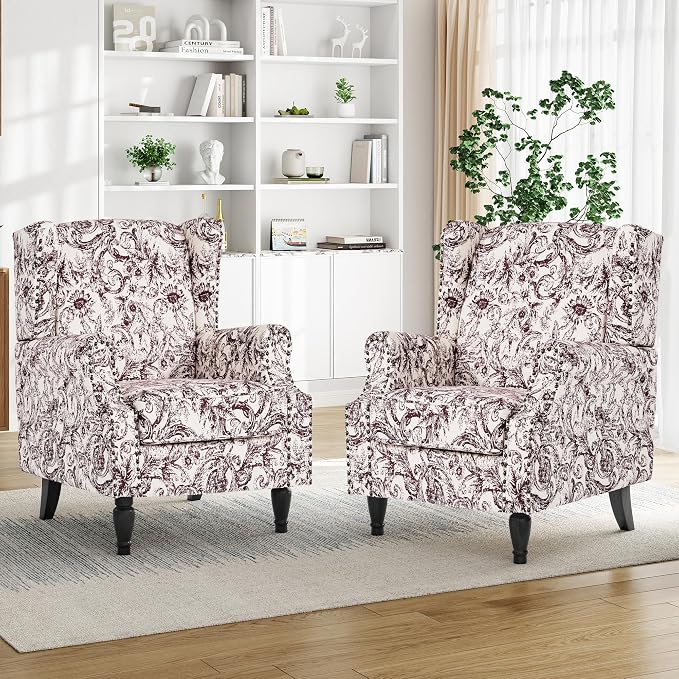 Pia Ricco High Back Floral Accent Chair - Image 5
